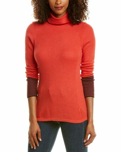 Nic+Zoe Women's Red Balance Contrast Cuff Turtleneck Cotton Blend Sweater, XXL