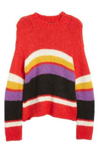 Sanctuary Women's Party Stripe Drop Shoulder Crew Neck Pullover Sweater, XXL