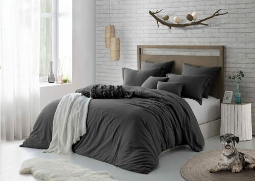 Swift Home Microfiber Washed Crinkle Duvet Cover & Pillow Sham Set, Twin/Twin XL