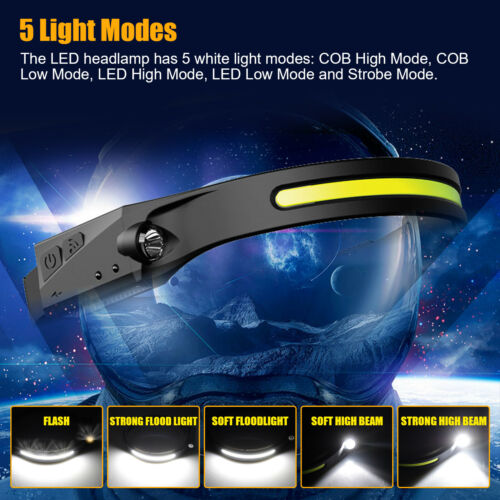 Aldricx® Rechargeable LED headlamp 1200 Lumens 2 COB