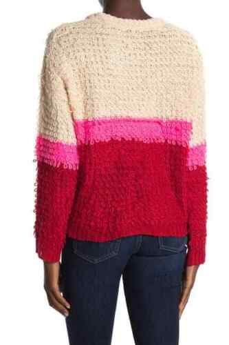 Woven Heart Women's Textured Colorblock Stripe Pullover Sweater, Medium