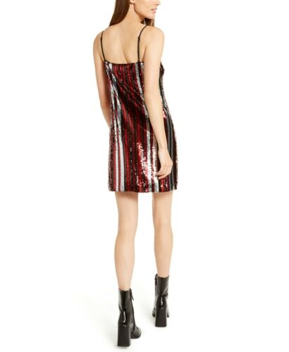 Eye Catching $99 Bar III Sequin Striped Dress Medium NWT