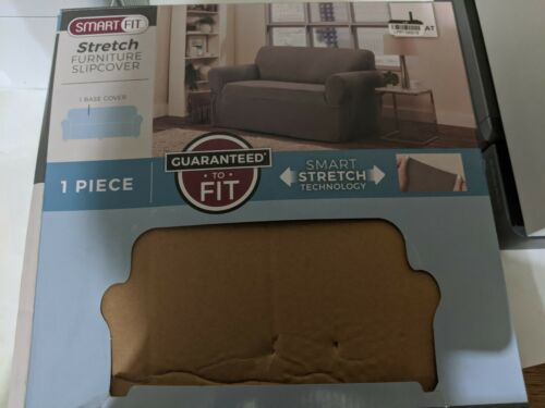 Smart Fit 1-Piece Tinsley Stretch Loveseat Slipcover - Charcoal Grey