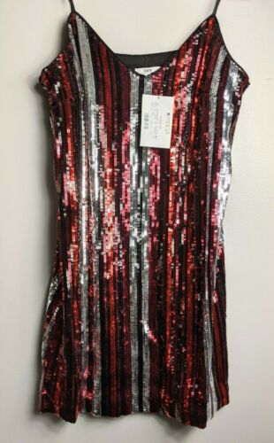 Eye Catching $99 Bar III Sequin Striped Dress Medium NWT