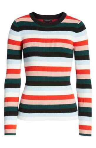 Halogen Women's Black Multi Even Striped Ribbed Pullover Sweater, X-Large