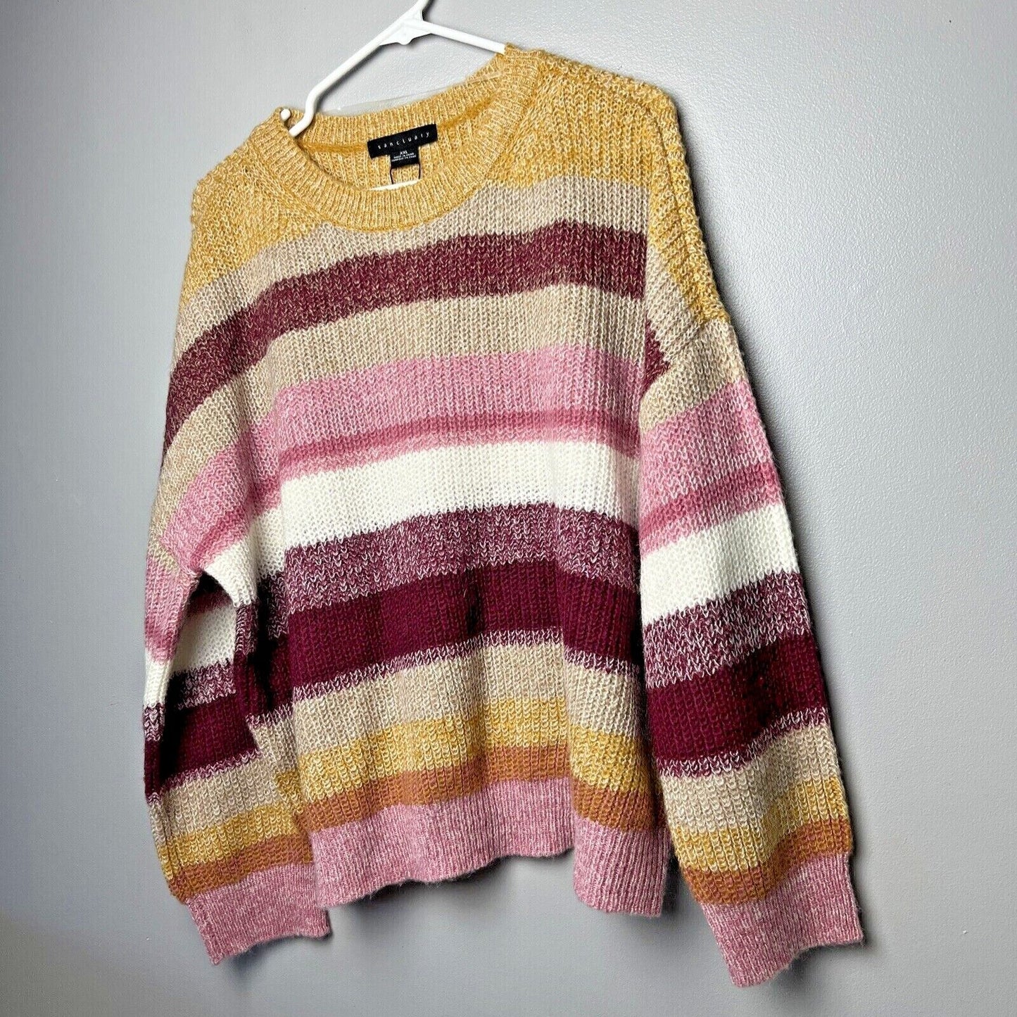 Sanctuary Women's Blur The Lines Striped Sweater, Garnet Stripe, XXL