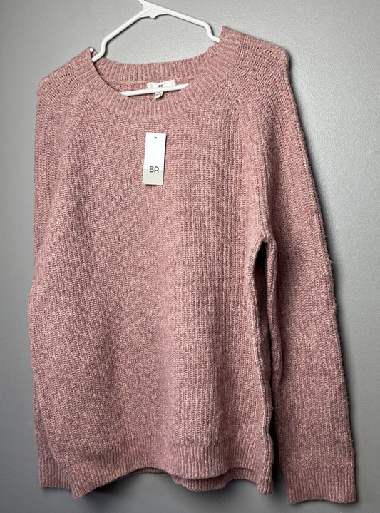 BP Nordstrom Plaited Stitch Recycled Blend Crewneck Sweater Size Medium Pink