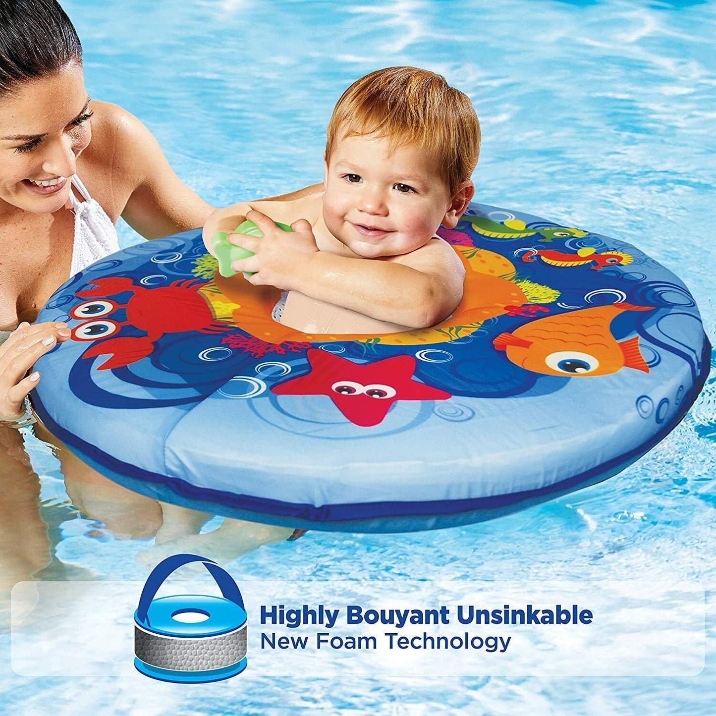 Swim School Self-Inflating Baby Float with Adjustable Canopy - 6-24 Months