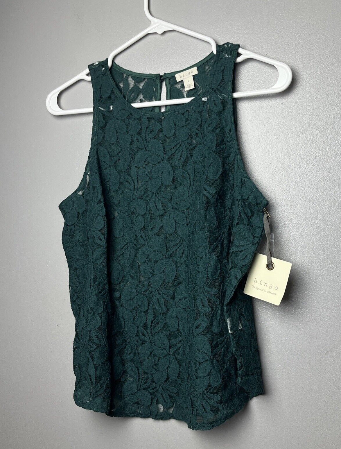Hinge Women's Green bug Lace Tank Top Size S $48
