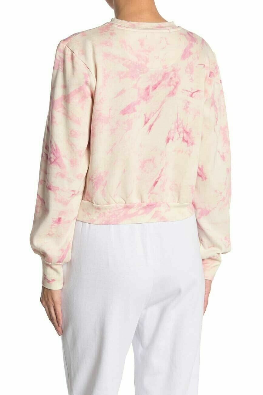 AFRM Crop Sweatshirt Top Size S Long Sleeve Tie Dye Cream Blush