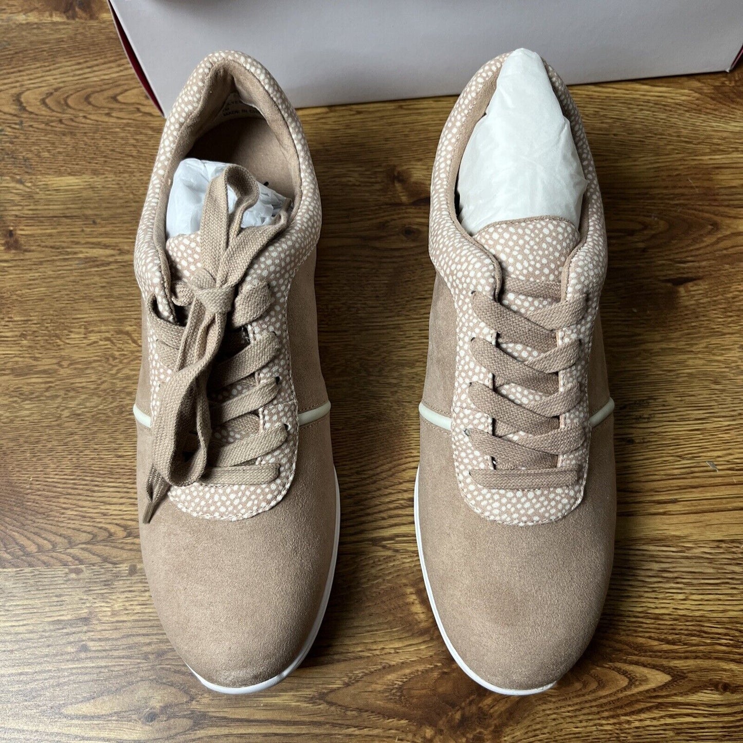 Isaac Mizrahi Live! Suede Contrast Dot Lace-Up Sneakers-Blush Size 7 MEDIUM